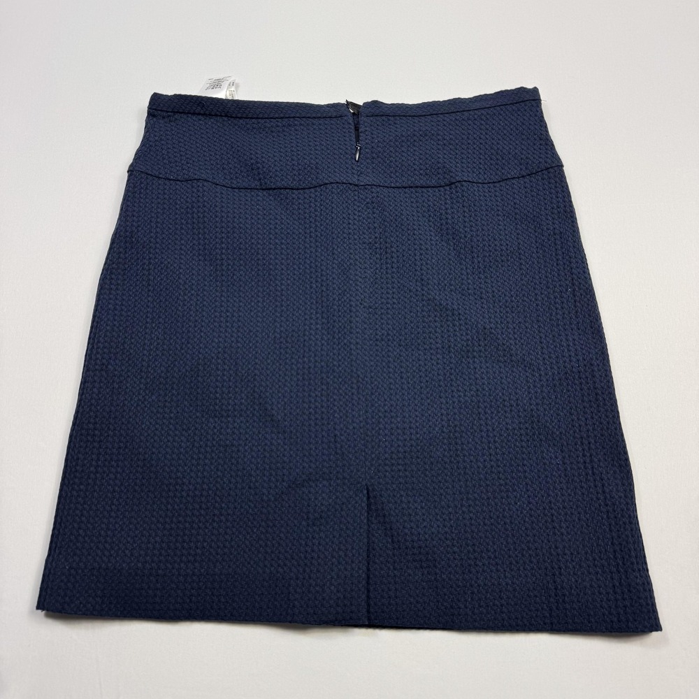 Brooks‎ Brothers Skirt Womens 8 Navy Blue Textured Cotton Lined Pencil Career